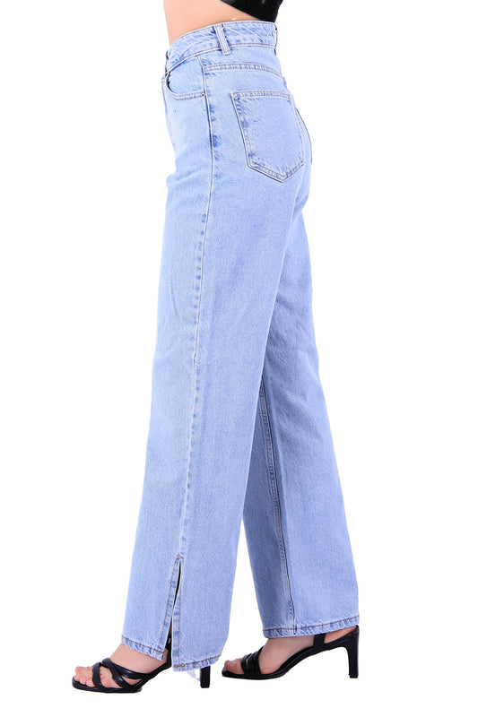 Paçası Yırtmaçlı Mom Fit Kot Pantolon 1732