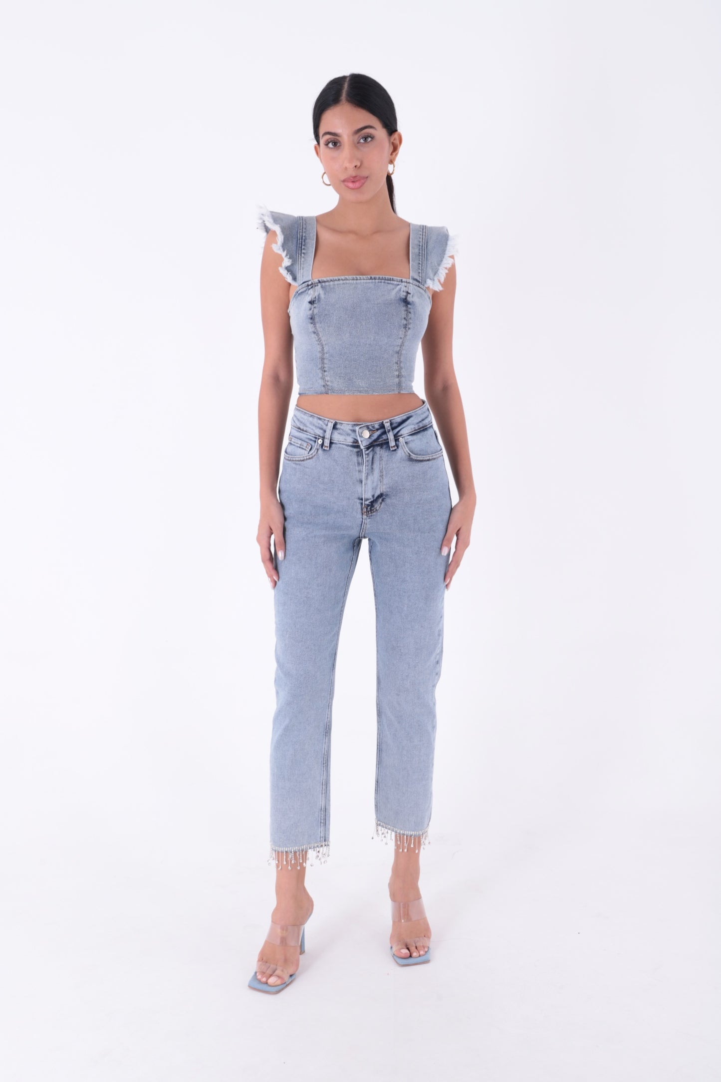 Paçasılı Dikişsiz Paça Mom Kot Pantolon 1890