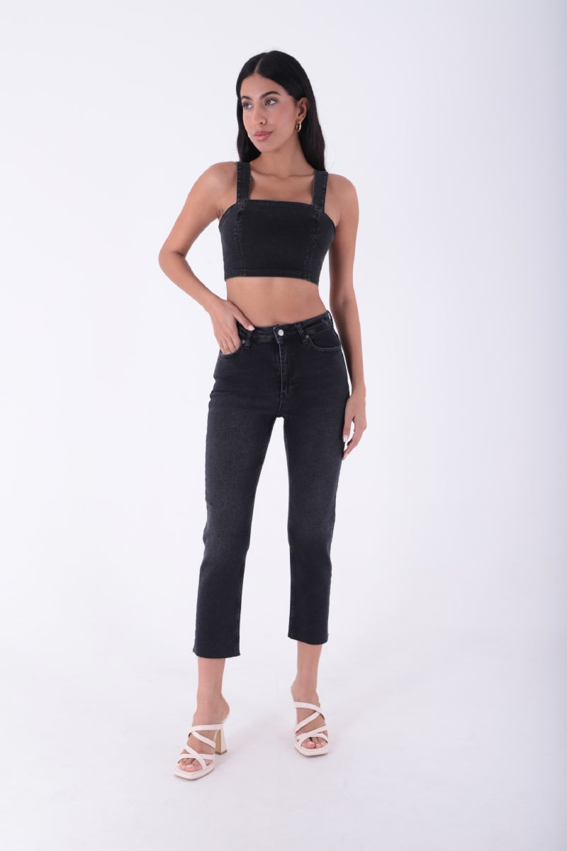 Dikişsiz Paça Mom Fit Kot Pantolon 764