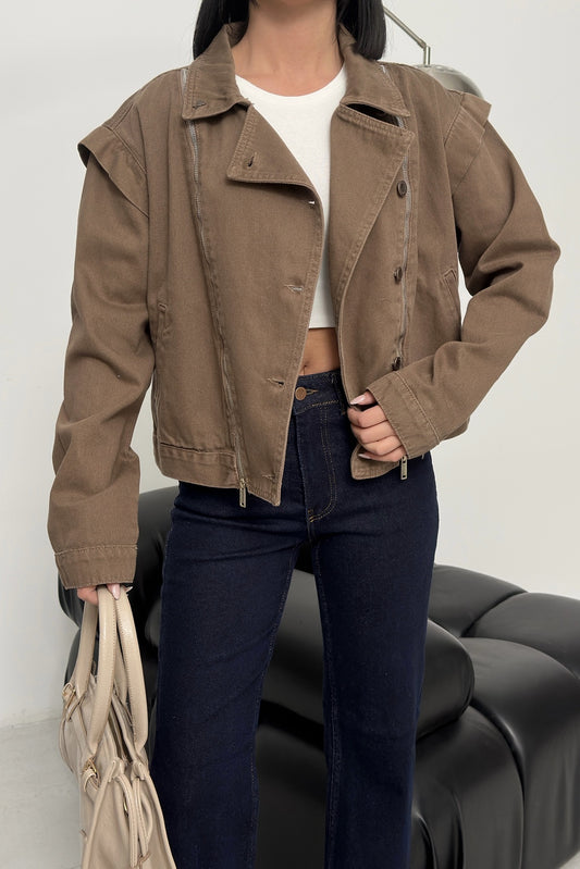 Fermuar Detaylı Kot Ceket 6141