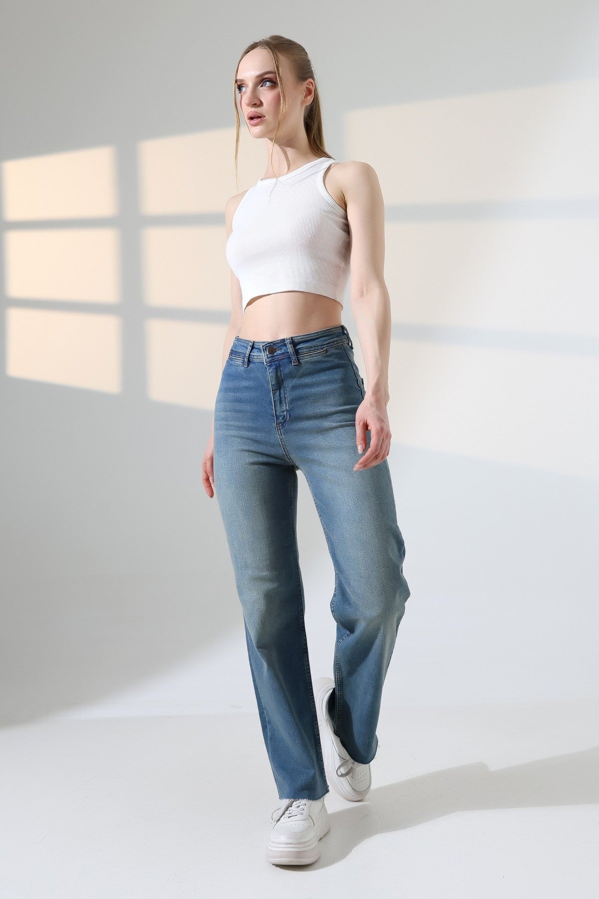 Dekoratif Cep Detaylı Palazzo Kot Pantolon 1710