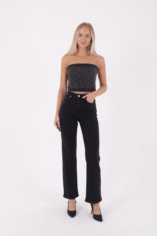 Dikişli Paça Bol Paça Relax Kot Pantolon 7026