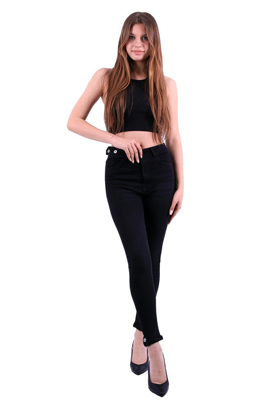 Kemerli Düğmeli Kot Pantolon 754