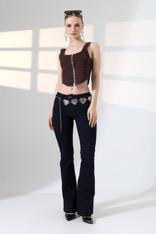 Push Up İspanyol Kot Pantolon 7108