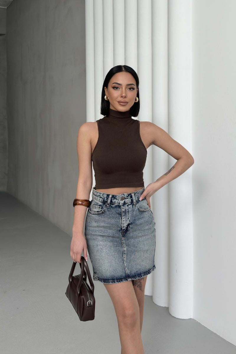 Kısa Boy Kot Etek 1036