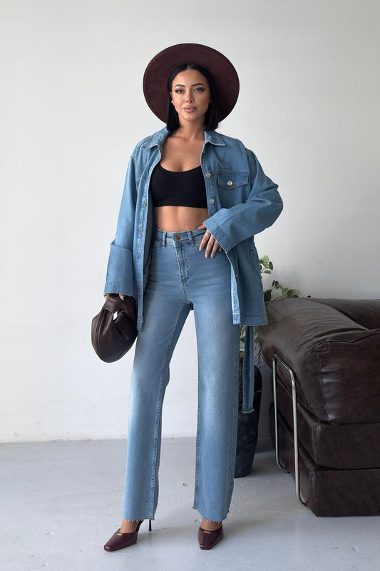 Kuşaklı Oversize Gömlek 6250