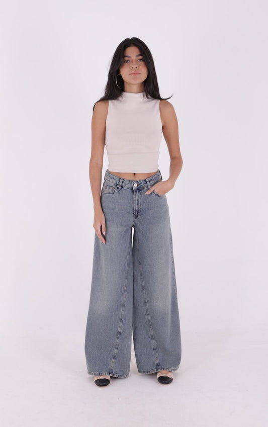Parçalı Baggy Kot Pantolon 7045