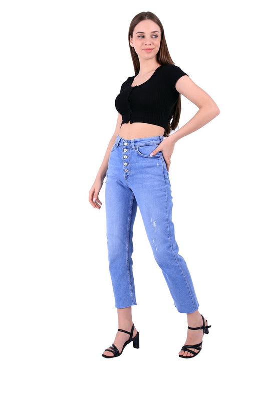 5 Düğmeli Mom Fit Kot Pantolon 745