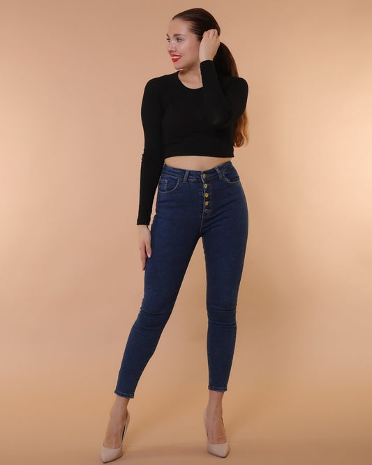 Önü 5 Düğmeli Skinny Kot Pantolon 755