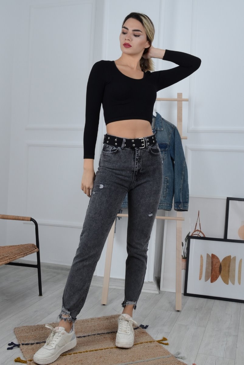 Paçası Mom Fit Kot Pantolon 884