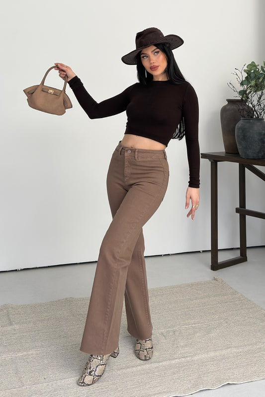 Dekoratif Cep Detaylı Palazzo Kot Pantolon 1710