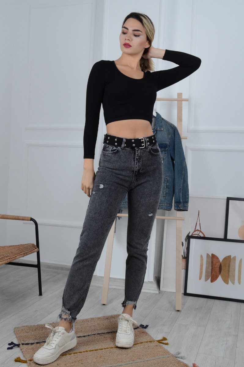 Paçası Mom Fit Kot Pantolon 884