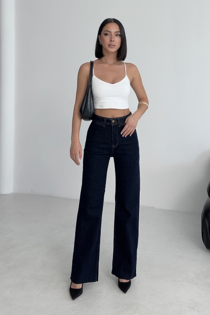 Dekoratif Cep Detaylı Palazzo Kot Pantolon 1710