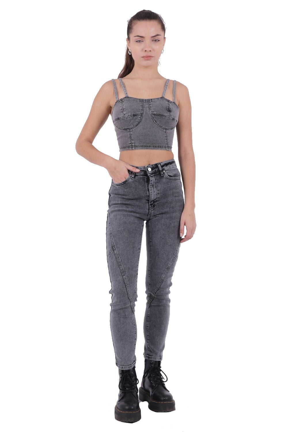 Parçalı Mom Pantolon 778