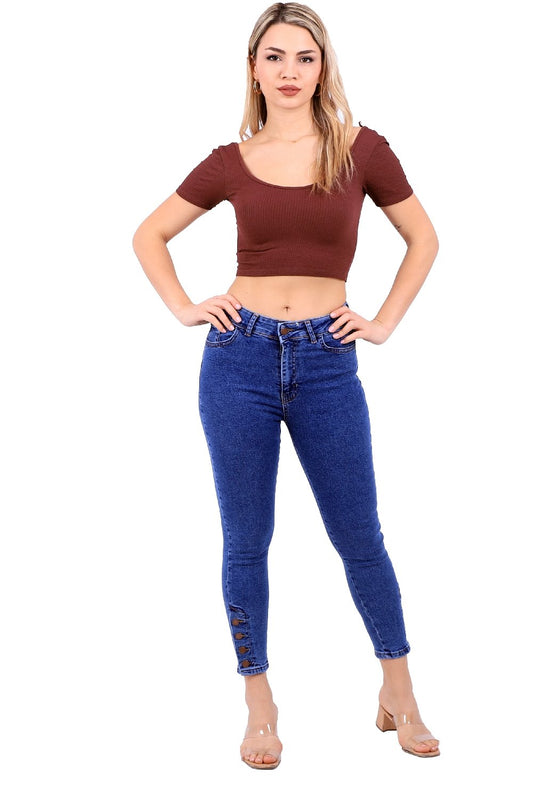 Paçası Dört Düğmeli Kot Pantolon 786