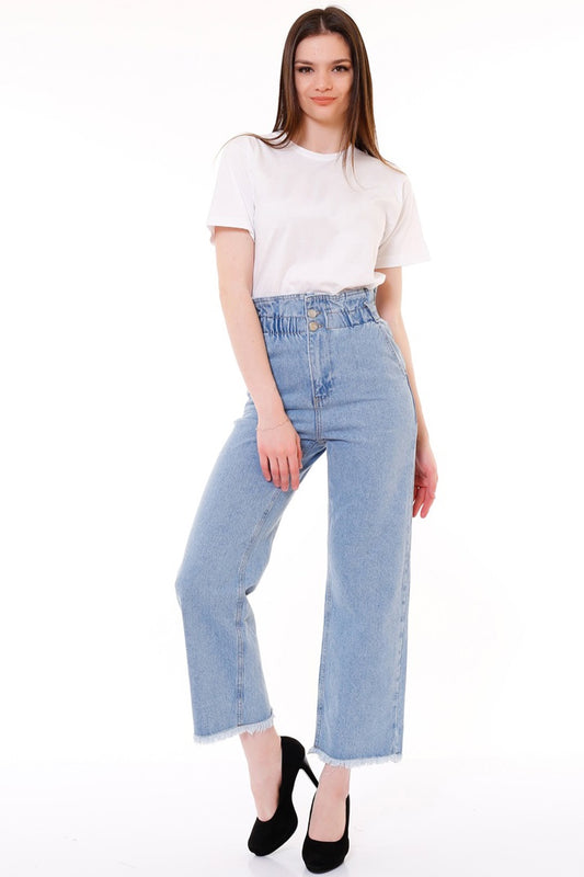 Beli Lastikli Bol Paça Relax Kot Pantolon 789