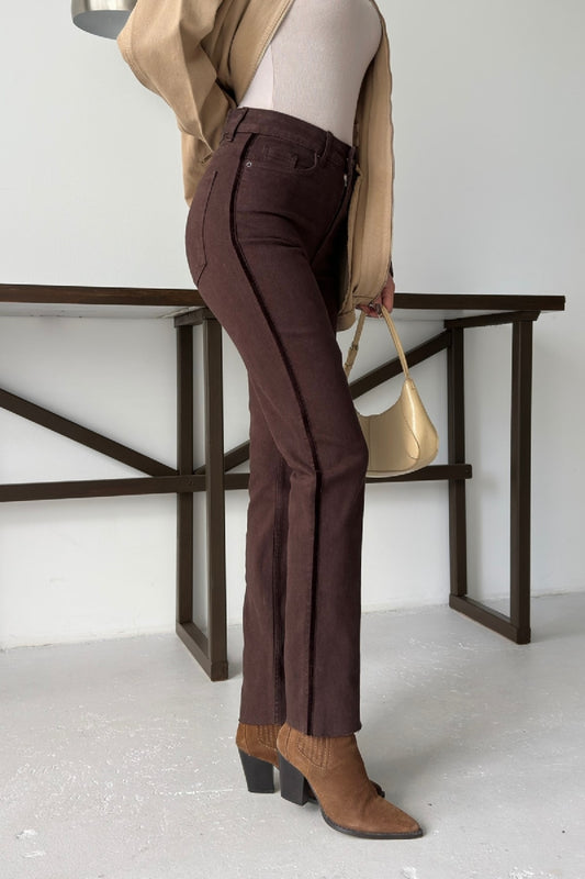 Şerit Detaylı Mom Fit Kot Pantolon 7111