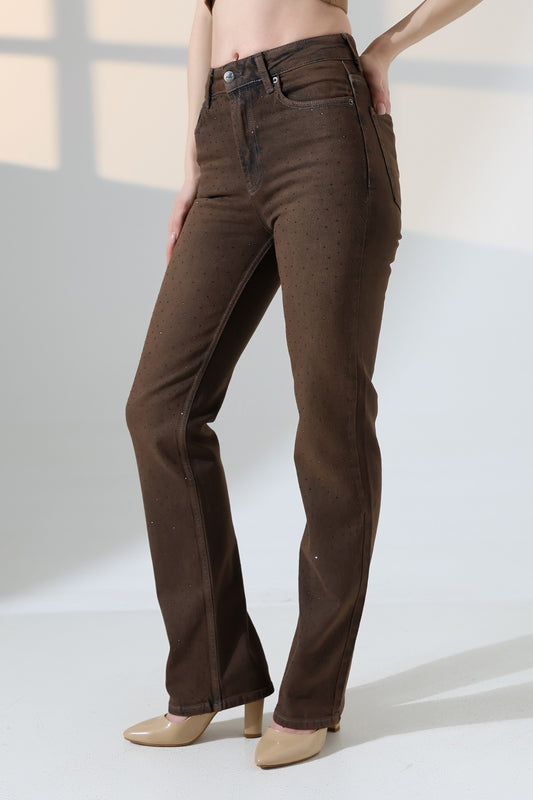 Serpme Taşlı Relax Kot Pantolon