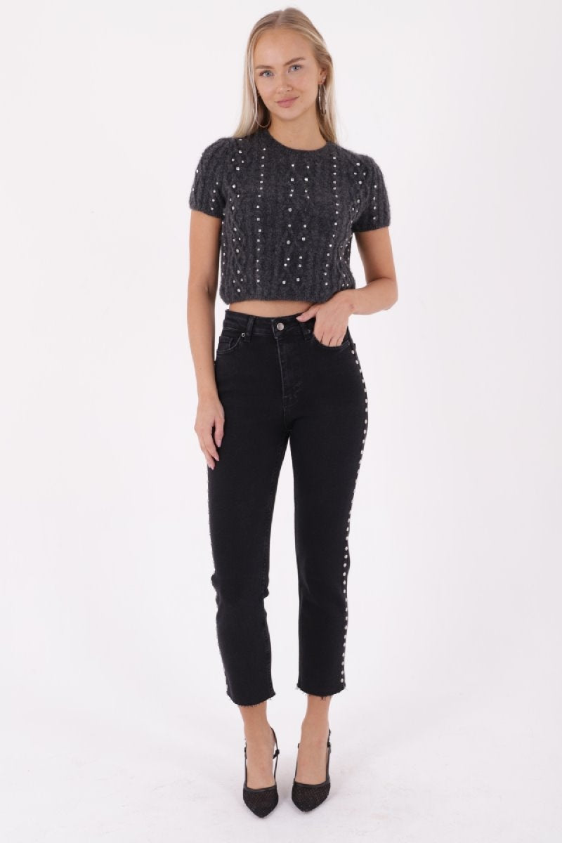 Yanı Drop Detaylı Mom Fit Kot Pantolon 1895