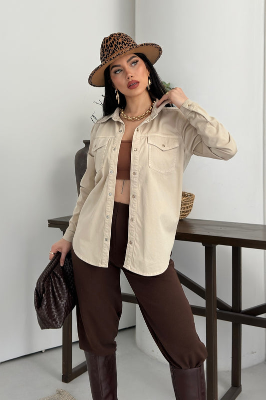 Çıtçıtlı Kot Gömlek 6013