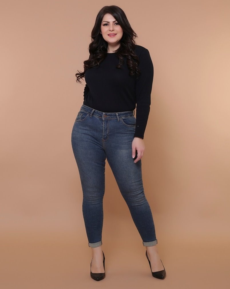 Duble Paça Skinny Kısa Boy Kot Pantolon 820
