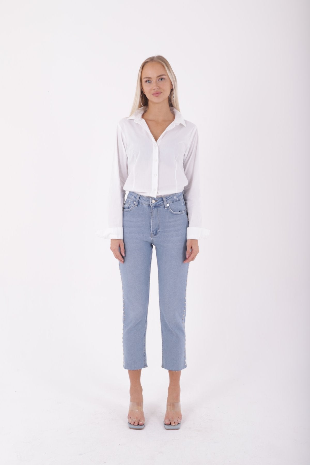 Yanı Drop Detaylı Mom Fit Kot Pantolon 1895