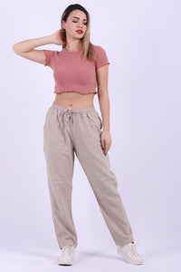 Beli Lastikli Keten Pantolon 996