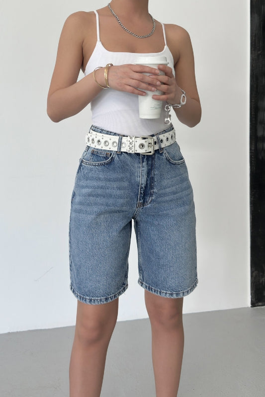 Mid Length Denim Shorts