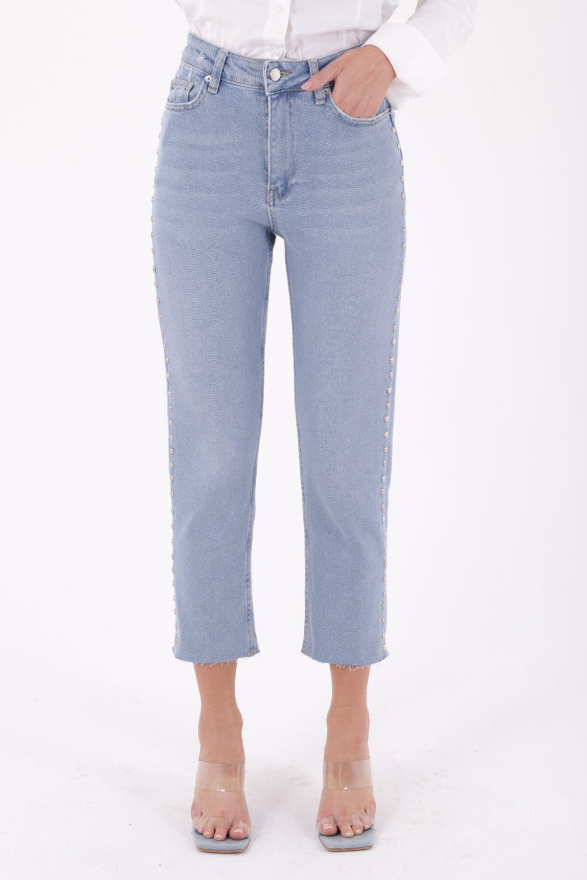 Yanı Drop Detaylı Mom Fit Kot Pantolon 1895