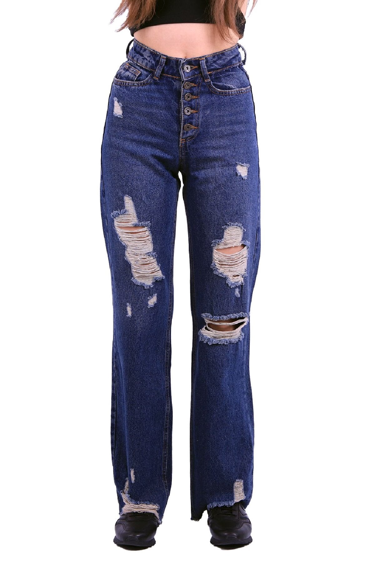 Yırtık 5 Düğmeli Relax Pantolon 918