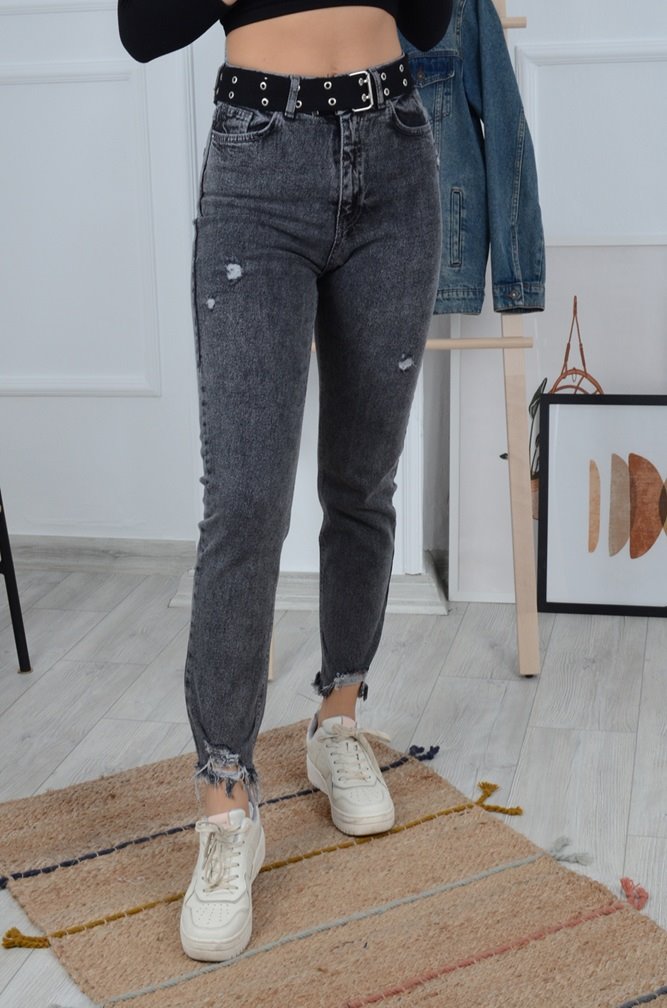 Paçası Mom Fit Kot Pantolon 884