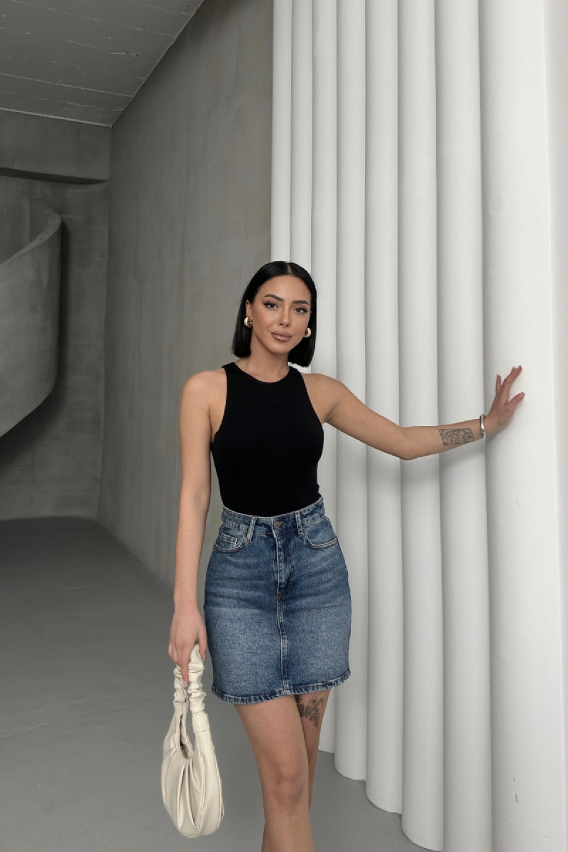 Kısa Boy Kot Etek 1036