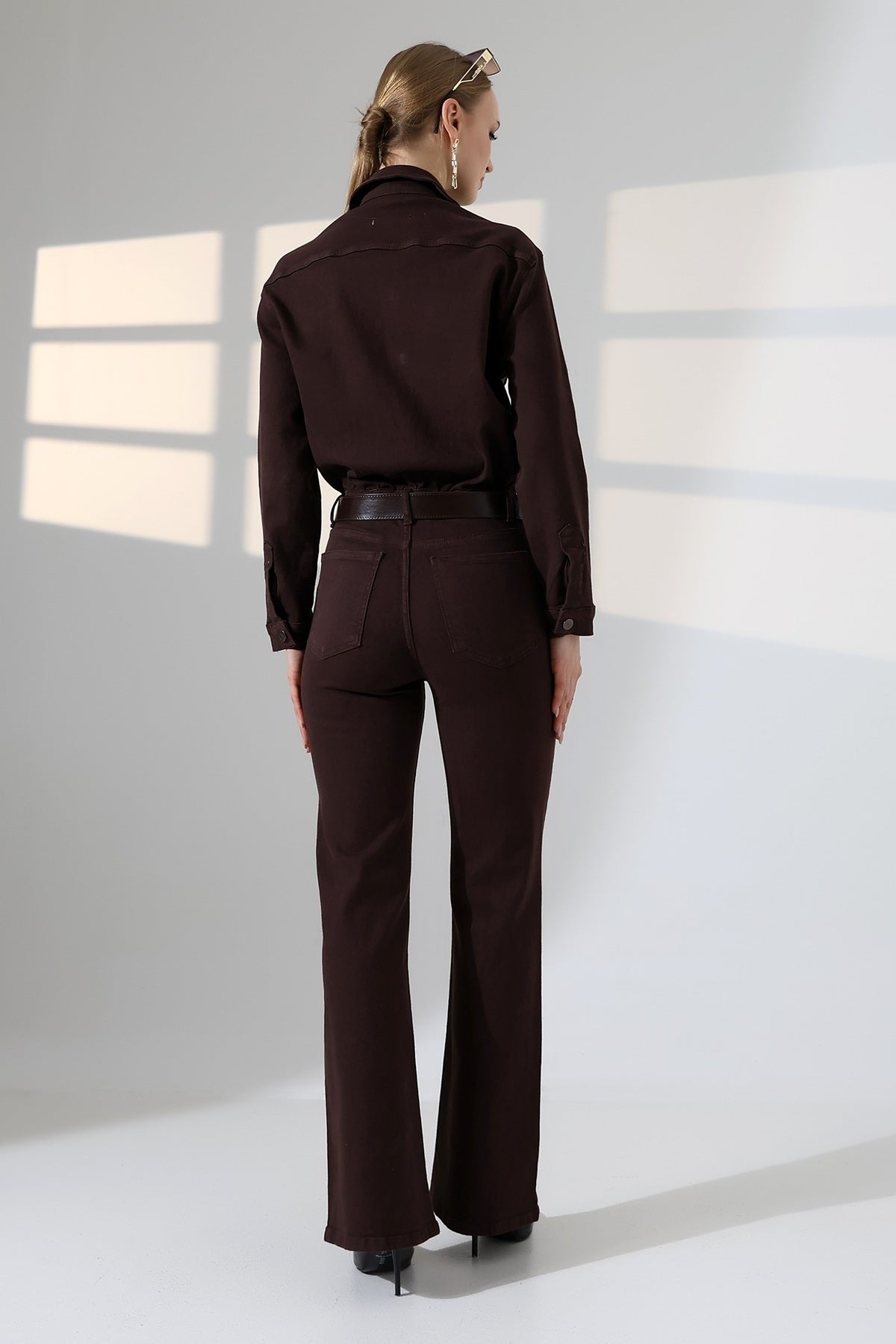 Beli Büzgülü Klasik Kot Tulum 3037