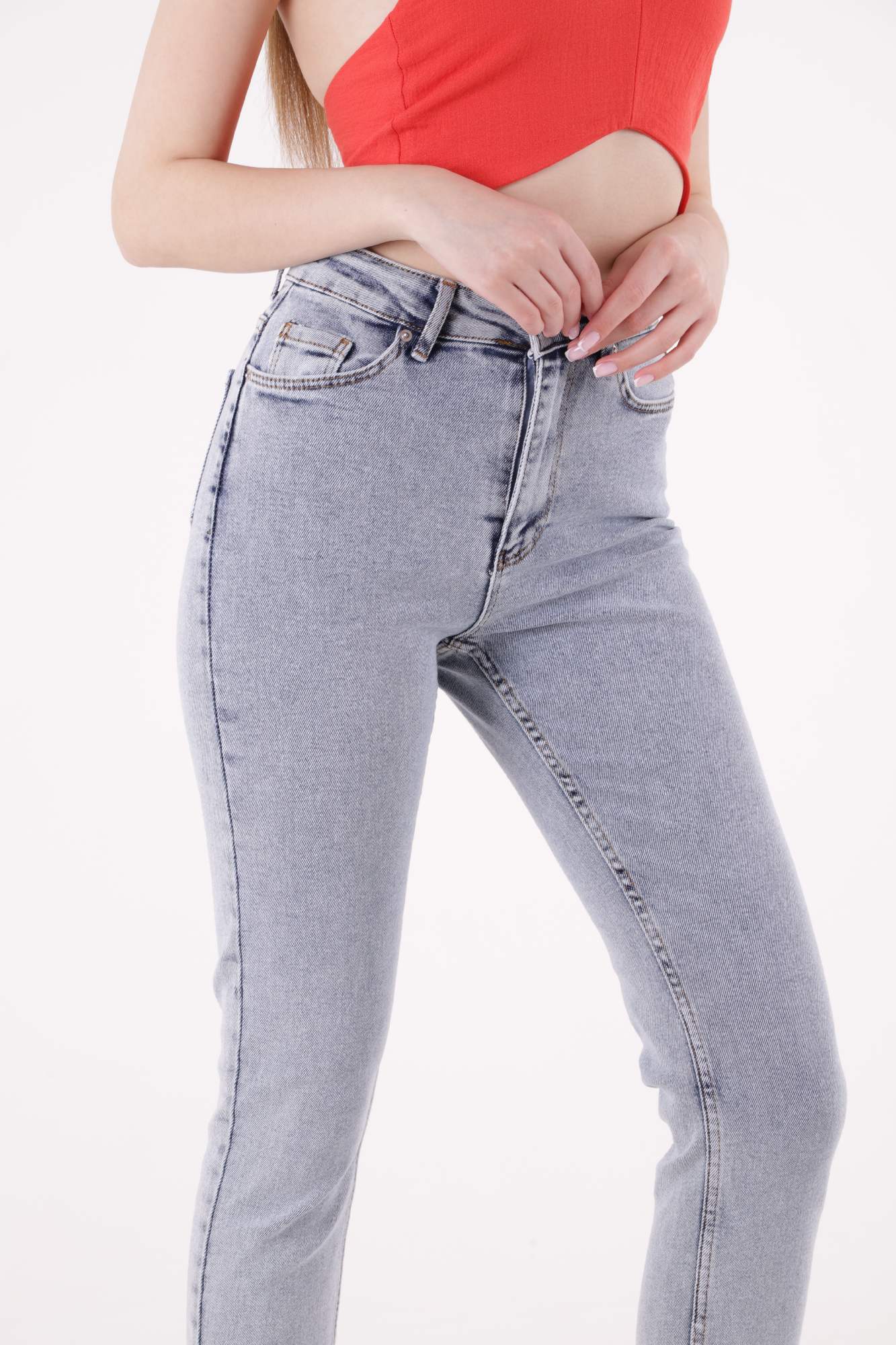 Dikişsiz Paça Mom Fit Kot Pantolon 764