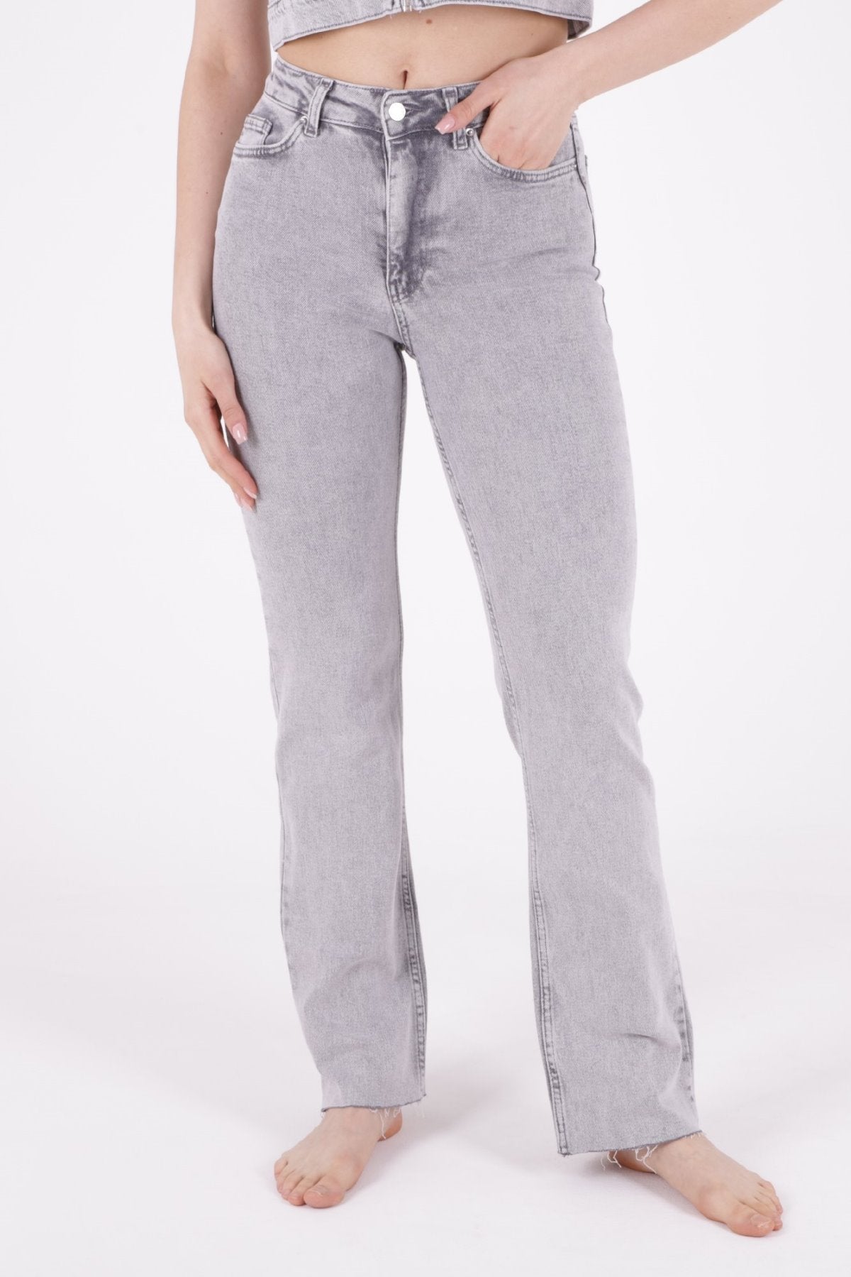 Dikişsiz Paça Bol Paça Relax Kot Pantolon 1726
