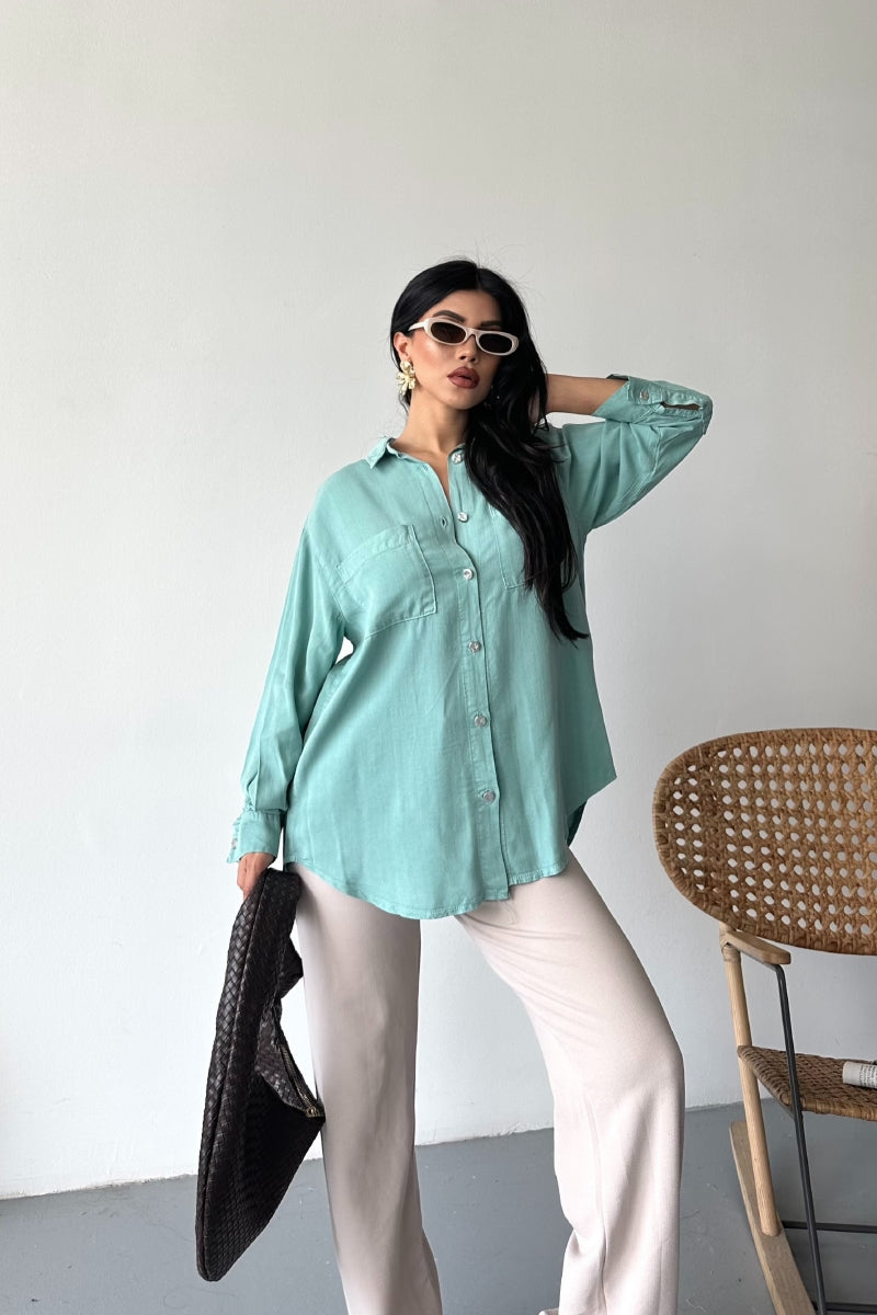 Cepli Oversize Keten Gömlek HS609