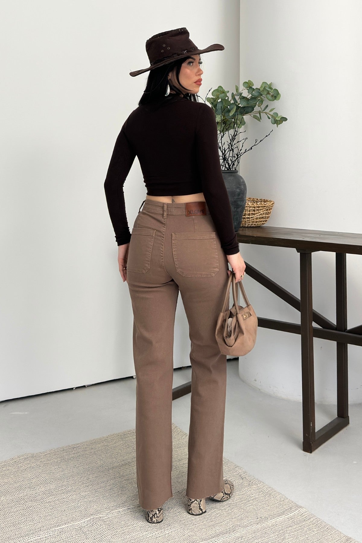 Dekoratif Cep Detaylı Palazzo Kot Pantolon 1710