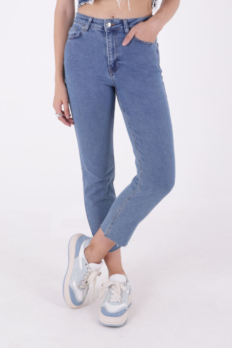 Dikişsiz Paça Mom Fit Kot Pantolon 764