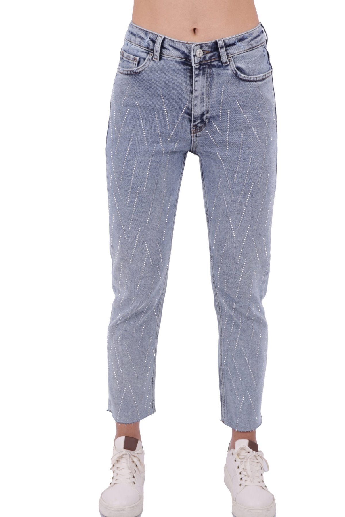 Taşlı Mom Fit Kot Pantolon 1725