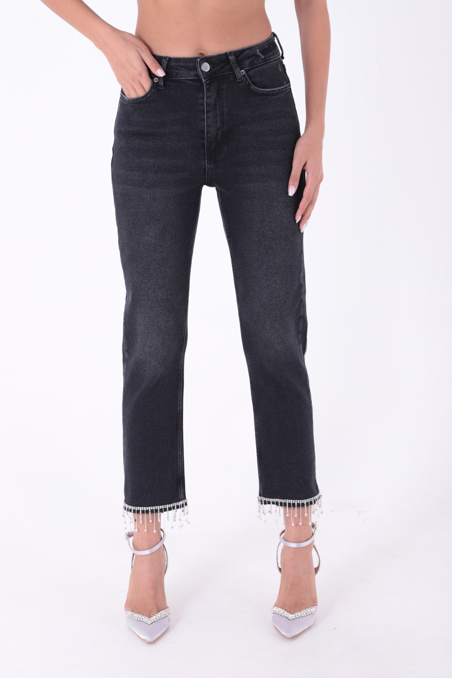 Paçasılı Dikişsiz Paça Mom Kot Pantolon 1890