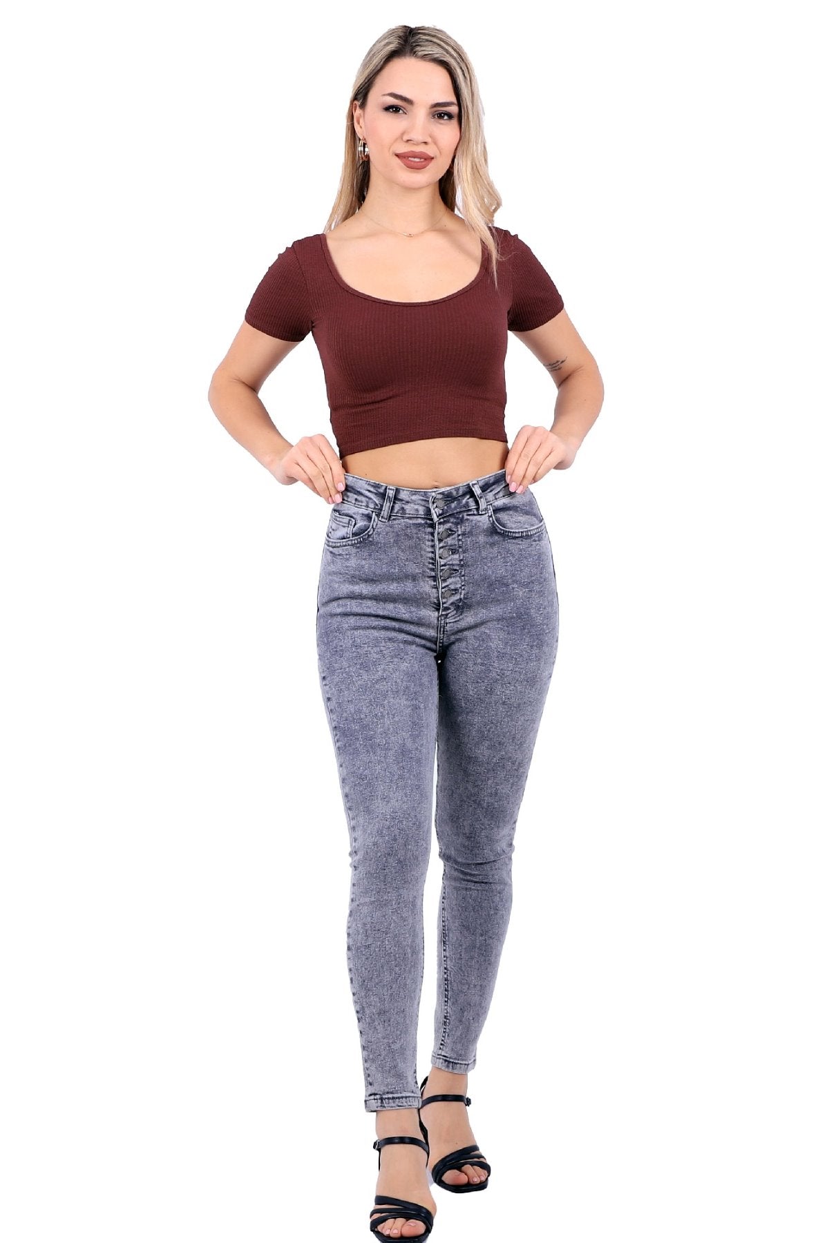 Önü 5 Düğmeli Skinny Kot Pantolon 755