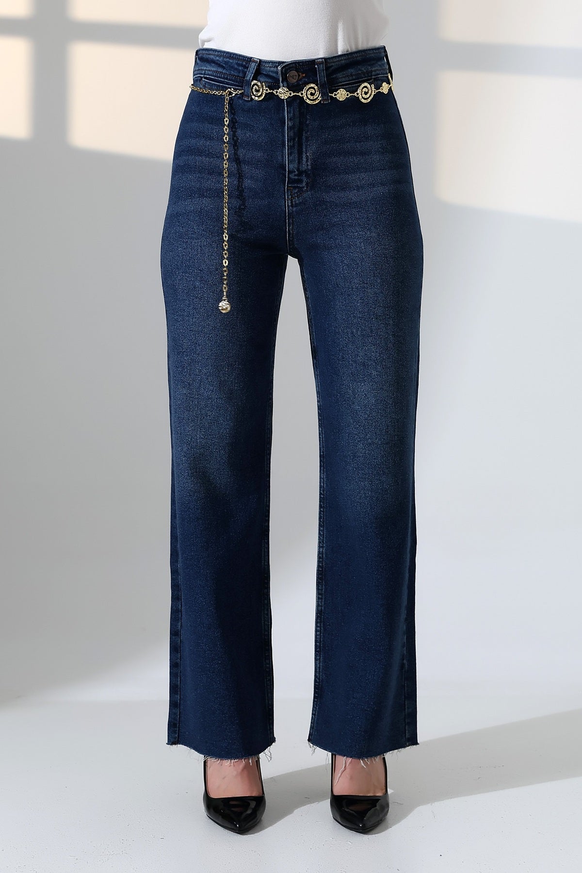 Dekoratif Cep Detaylı Palazzo Kot Pantolon 1710