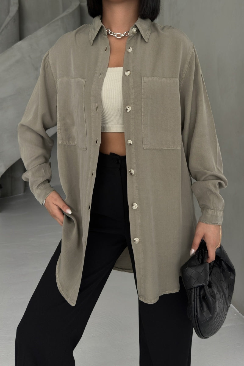 Uzun Tunik Keten Gömlek HS611
