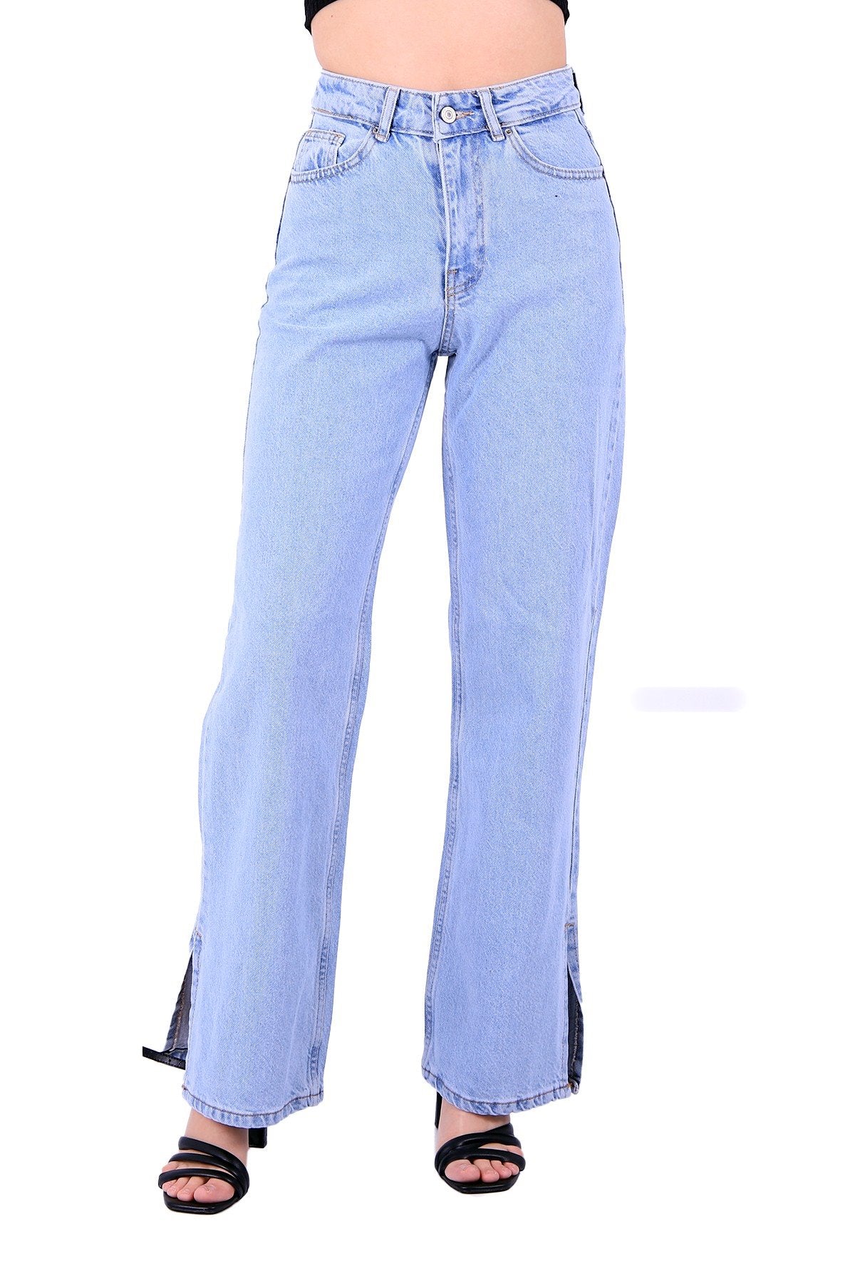 Paçası Yırtmaçlı Mom Fit Kot Pantolon 1732