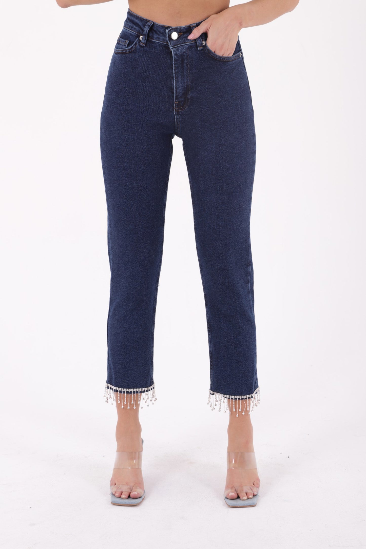 Paçasılı Dikişsiz Paça Mom Kot Pantolon 1890