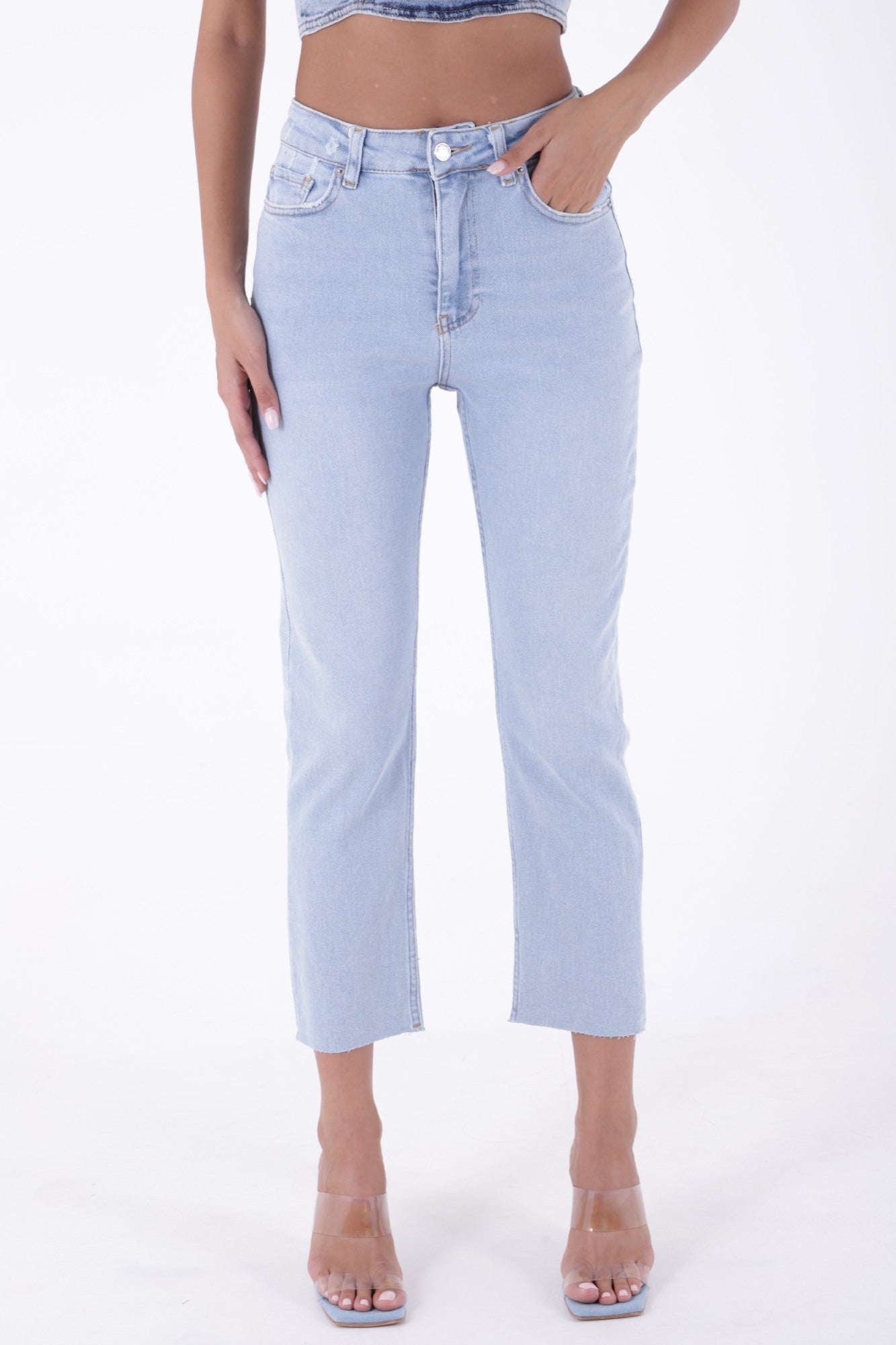 Dikişsiz Paça Mom Fit Kot Pantolon 764