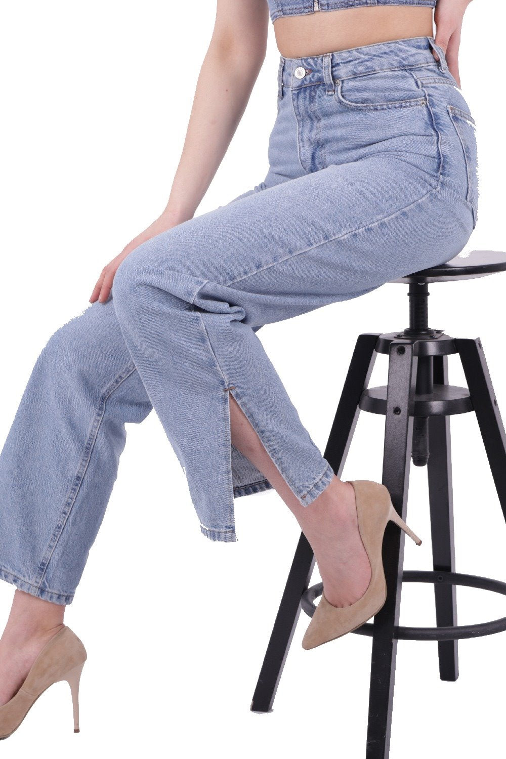 Paçası Yırtmaçlı Boru Paça Relax Kot Pantolon 931