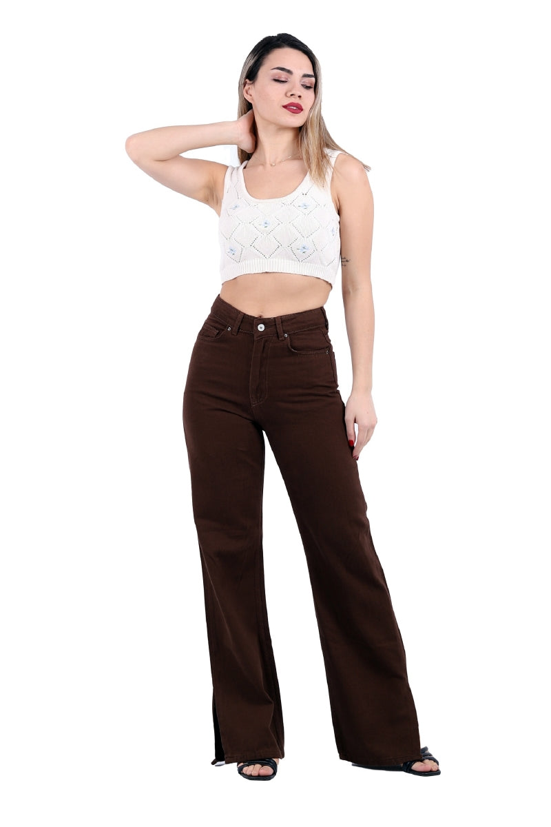 Paçası Yırtmaçlı Mom Fit Kot Pantolon 1732