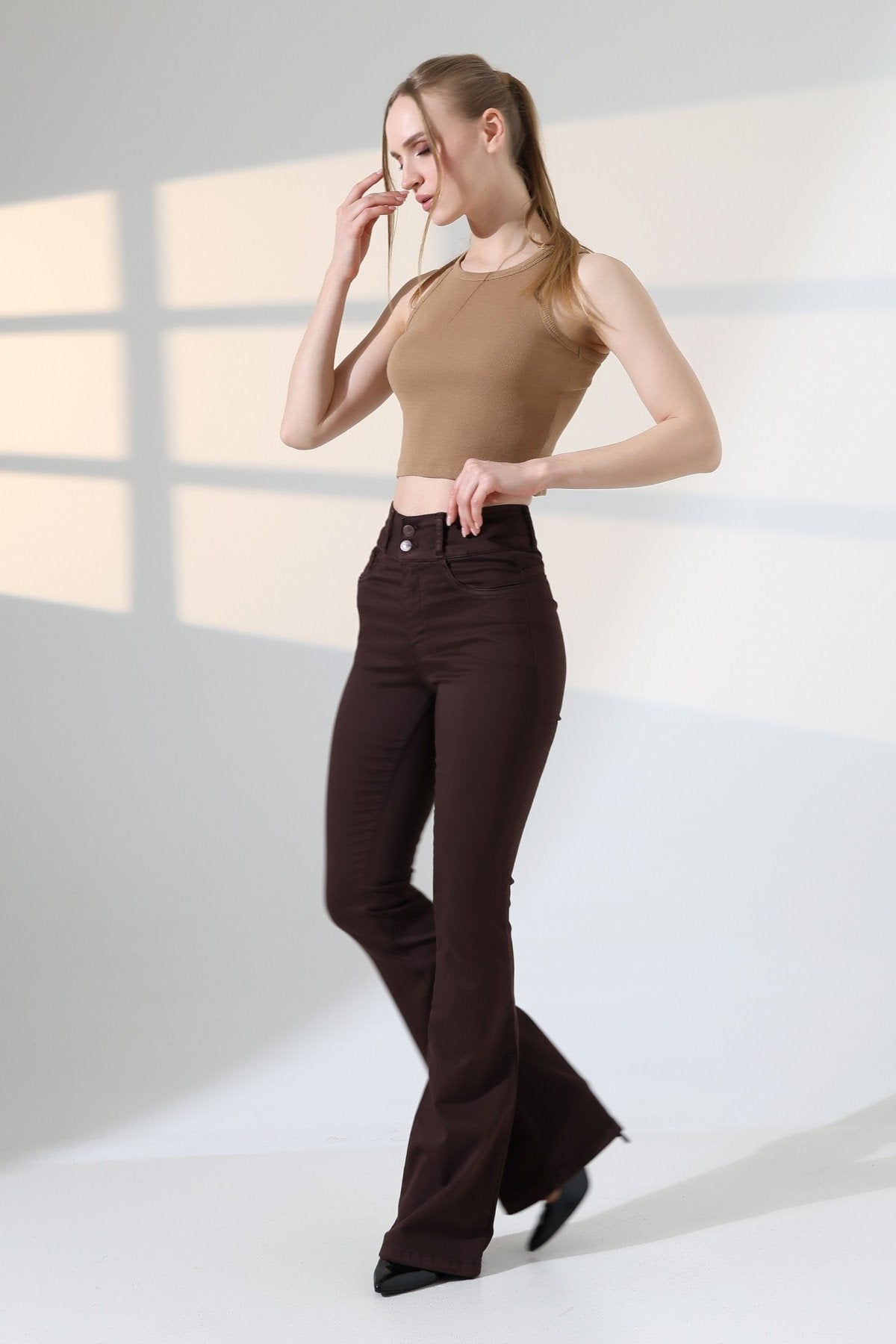 Pensli Geniş Kemerli Kot Pantolon 7151