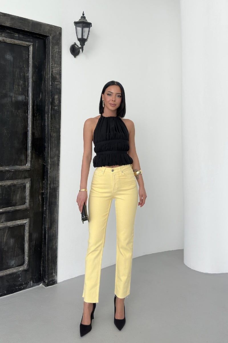 Dikişsiz Paça Mom Fit Kot Pantolon 764